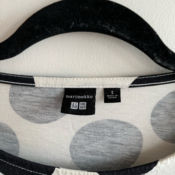 Uniqlo Marimekko Womens Polka Dot Round Neck Dress Short Sleeve Side Pocket - Picture 5 of 7